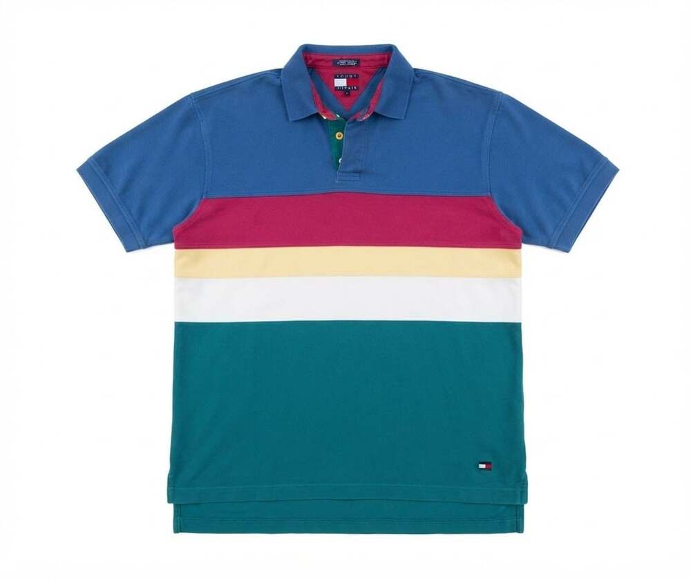 Vintage Tommy Hilfiger Colorblock Polo Shirt Size XL Multicolor Striped